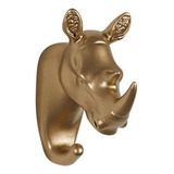 Gancho Decorativo Animal Rinoceronte Gold Parede Cabideiro 