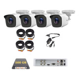 Kit Circuito Cerrado 4 Cámaras Hd-720p Cctv Hikvision 500 Gb