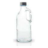 Botella De Vidrio Agua Redonda Con Asa Y Tapa Color 1 Litro 