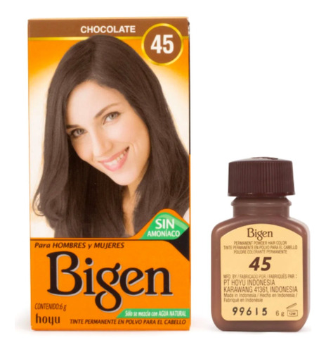 Tinte Bigen Polvo Aplicación Cejas Henna #45 Chocolate