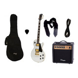 Combo Guitarra Electrica Parquer Lp Blanca Amplificador 10w