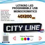 Letrero Led Programable Usb 1 Color 40x200  220v