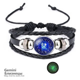 Pulsera Manilla Cuero Signos Zodiacales Para Hombre Mujer