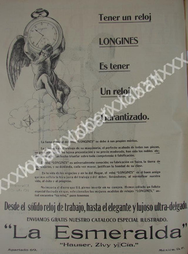 Cartel Retro Relojes Longines 1911 Joyeria La Esmeralda