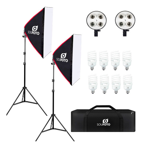 Kit Softbox Luz Continua 8 Lâmpadas 45w Para Estúdios E Sets 110v