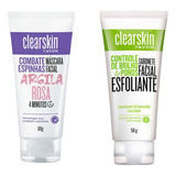 Kit Clearskin Másc. Facial Argila Rosa + Sab. Esfo. Líquido