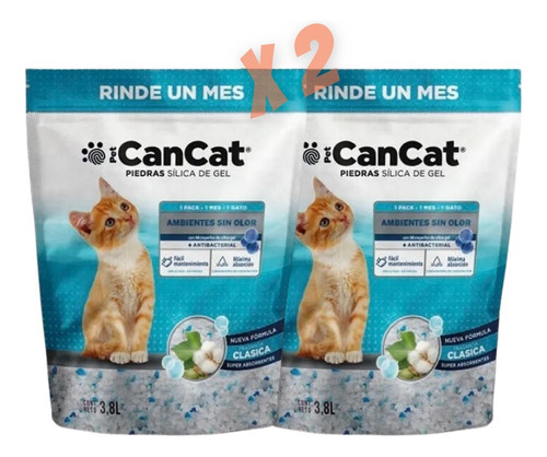 Cancat Piedra Silica Gel Clásica 3,8 L 2 Unidades Sanitarias