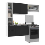 Armário Cozinha Compacta Com Balcão Sofia Multimóveis V2001 Cor Branco/preto