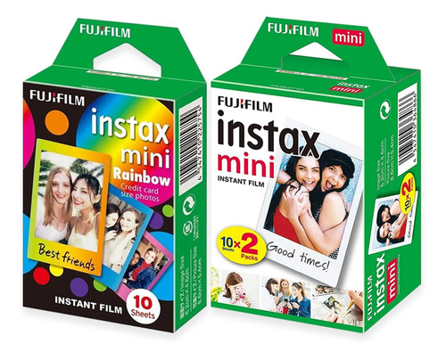 Combo Filme Instax Mini Branco 20 Fotos + Rainbow 10 Fotos