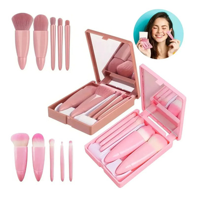 10pcs Brocha De Maquillaje Profesionale Con Espejo Integrado