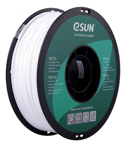 Esun Petg Filamento Color Blanco Solido 1kg 1.75mm 