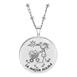 Collar Mama Y Bebe Color Plata Acero Inoxidable Mujer Madre