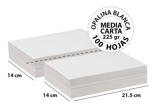 Opalina Blanca Media Carta 225 Gr - 100 Hojas