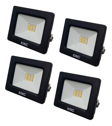 Pack X 4 Reflector Led King De 10w Luz Blanco Frío Exterior