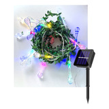 Guirnalda Solar Hojas Con Gotas 20 Led 4 Metros Color De Las Luces Colores