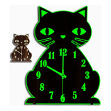 Reloj De Pared Resplandor En La Luz Oscura / Nocturna Gato R