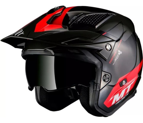 Casco Moto Abierto Mt District H5 Rojo Mate 