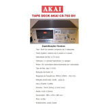 Catálogo / Folder: Tape Deck Akai Cs-702d Ii # Novo Okm.
