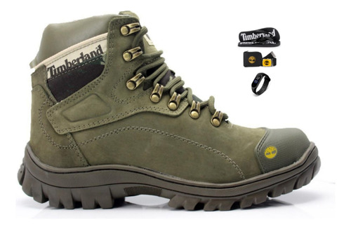 Bota Timberland 100%couro Resistente Trabalho Trilha Brindes