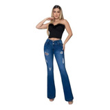 Jeans Semi Campan Con Destruccion Levantapompas Colombiano