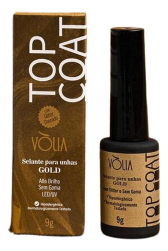 Top Coat Gold Vólia Brilho Dourado Selante Para Unhas