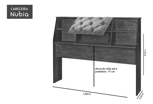 Cabeceira Nubia Queen 1.60mt Prateleiras E Nicho Quarto
