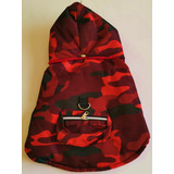 Chaleco Para Perro Estampado Militar Con Interior Polar Rojo