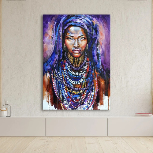 Quadro Em Canvas Mulher Tribo Africana Arte Decoração Quarto