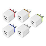 Adaptador Cubo Cargador 2.1a, 2 Puertos Usb Paq 5 Pz Mayoreo