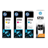 Kit 4 Botellas Hp Gt52 Magena, Cyan, Amarillo Gt53 Negro