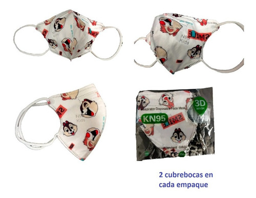 40 Pza Cubreboca Kn95 Infantil Niños Chip And Dale Ardillas