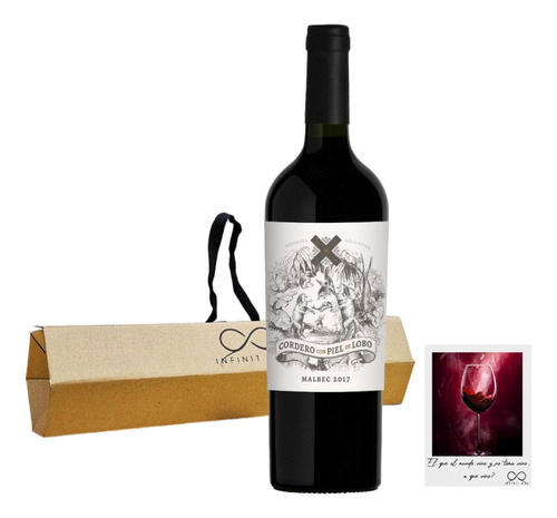 Box Regalo Souvenir Estuche Vino Cordero Con Piel De Lobo Mb