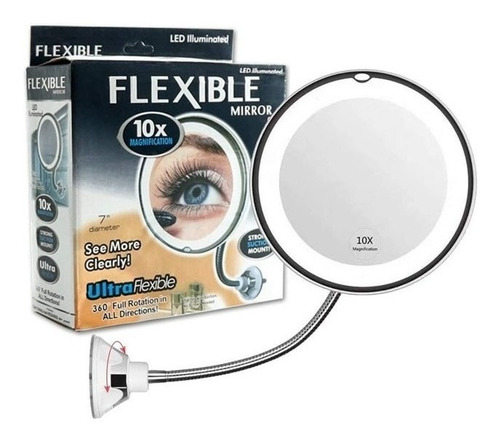 Espejo Led Flexible Con Aumento X10 De Maquillaje