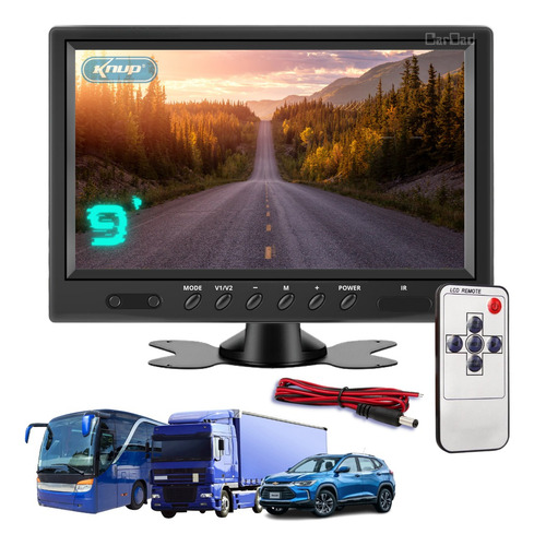 Tela Automotiva 9 Polegadas Monitor Lcd Para Câmera De Ré Tv