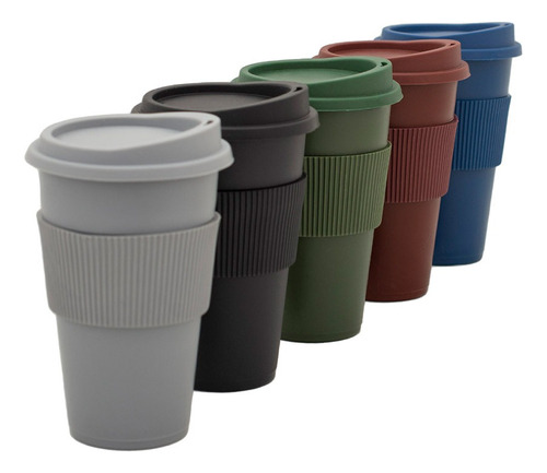 Vaso Térmico Mug Negro Tipo Starbucks + Tapa + Faja Colores