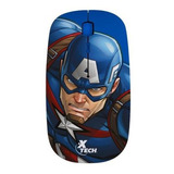 Mouse Inalámbrico Xtech Marvel Capitán América Usb Color Negro