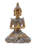 Buda Da Reflexão Yoga Rezando Buda Gold Brilhante 12 Cm