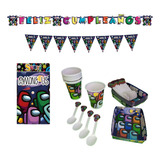 Kit Decoracion Completo Vasos+platos Among Us 24niños