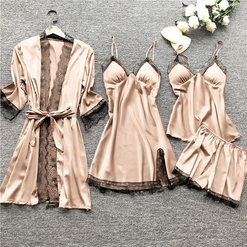 Lencería Mujer Encaje Bata Babydoll Ropa De Dormir Vestido