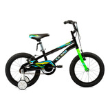 Bicicleta Olmo Cosmo Bold Rodado 16 Rueditas Infantil Chicos Color Negro/verde