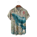 Camisa Hawaiana Unisex Con Estampado De Ballena, Camisa De P