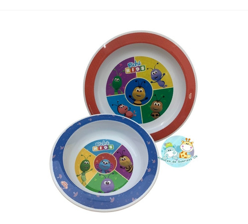 Combo Bazar Infantil Plato Playo + Bowl Bichi Kids Bichitos