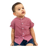 Camisa Algodón Cuello Mao Manga Corta Bebé, Varios Colores