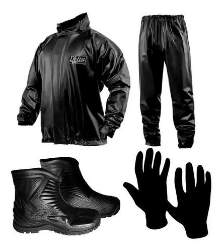 Traje Equipo De Lluvia Delta Brasil + Botas + Guantes - Sti