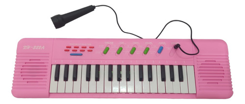 Teclado Rosa Infantil Musical Com Microfone E Som