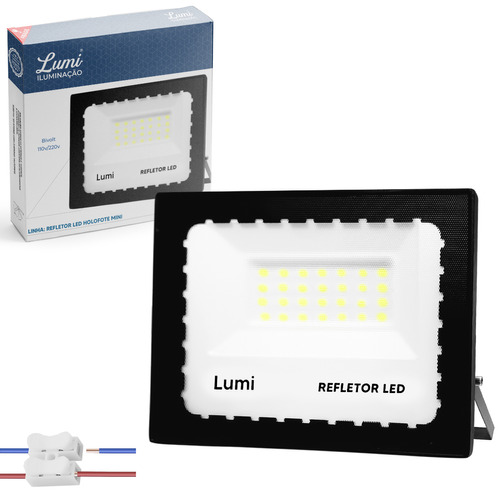 Kit 6 Refletor Super Led 100w Luminario Holofote Mini Bivolt Prova D'água Branco Frio Lumi 1ª Linha