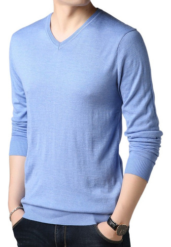 Playeras De Lana Para Hombre, Jersey Con Cuello En V, Jerse