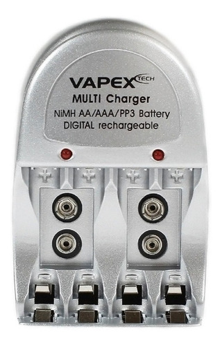 Cargador Multiple Vapex P/ Pilas Aa Aaa Baterias 9v 220v