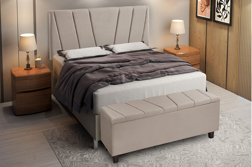 Cabeceira Estofada Cama Box Solteiro 90cm  Recamier Baú Luxo