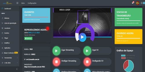Streaming Rádio Completa, Painel Br Áudio + Site + App 